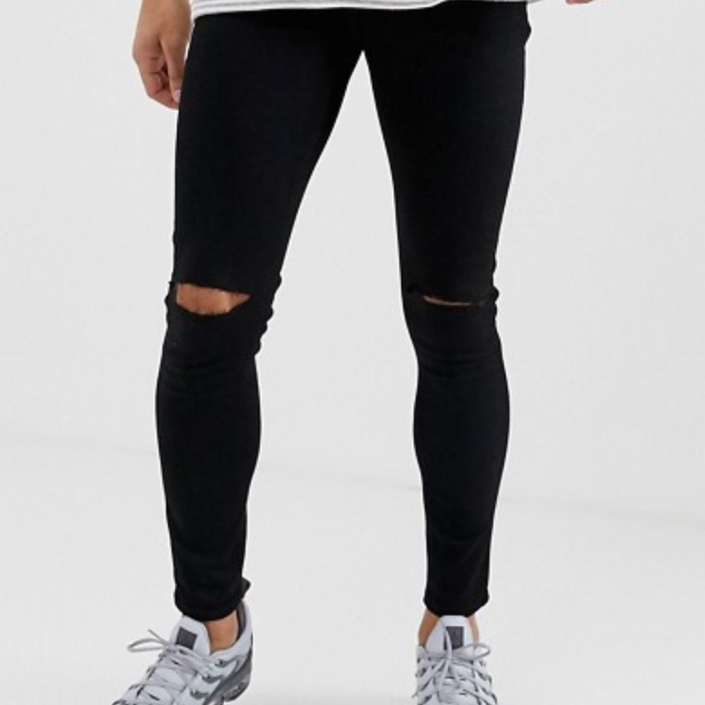ASOS Power Stretch Pants in Black Denim 30x30